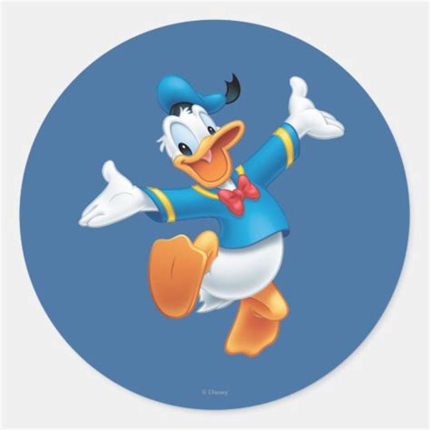 Donald Duck Jumping Classic Round Sticker