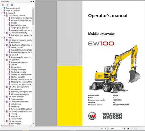 Wacker Neuson Ew100 Wheel Excavators Operator Service Manual Parts