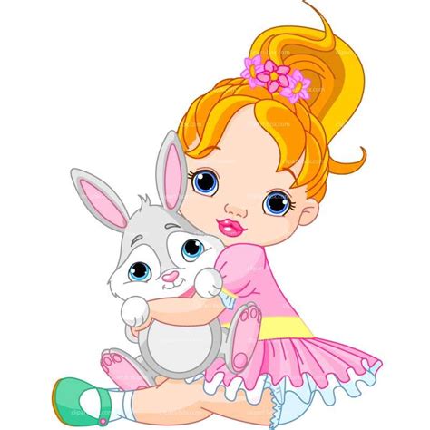 Clipart Girl With Rabbit Royalty Free Vector Design Cute Bunny
