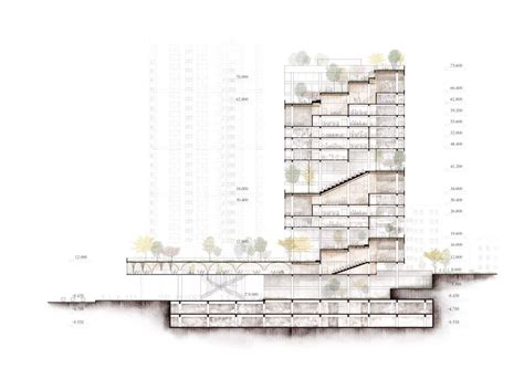 Highrise Building Section Section Drawing Architecture Architecture