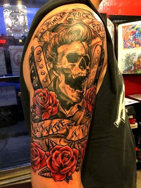 Rockabilly Skull Done By Al Hume Of Alchemy Tattoo In Tazewell Tn Tattoos