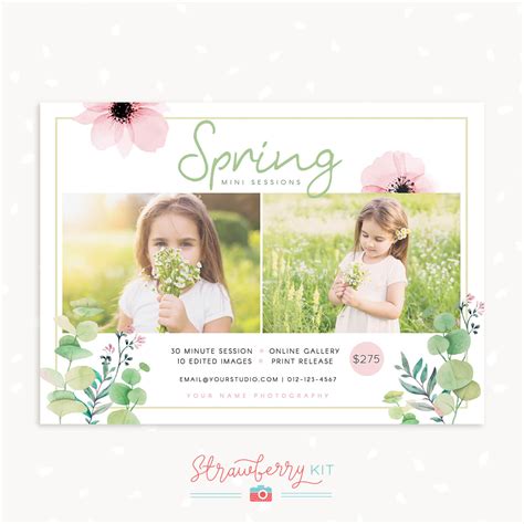 Spring Mini Sessions Template Strawberry Kit