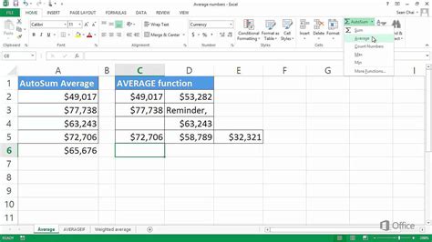 How To Average A Column In Excel