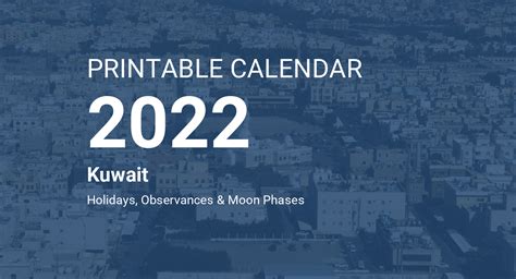 Printable Calendar 2022 For Kuwait Pdf