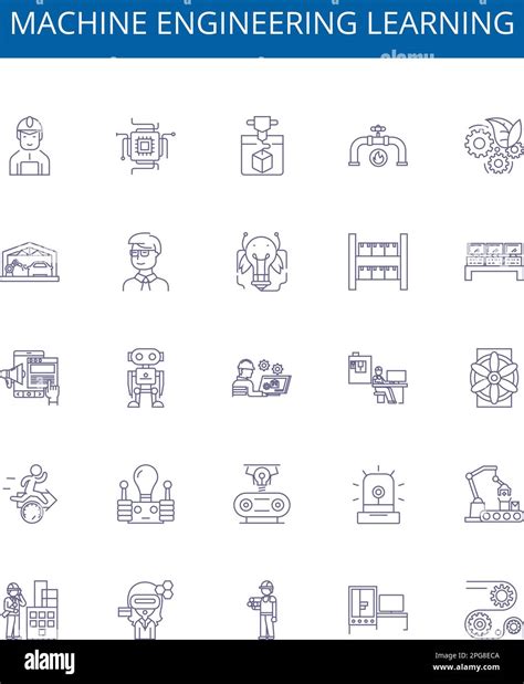 Machine Engineering Learning Line Icons Signs Set Design Collection Of
