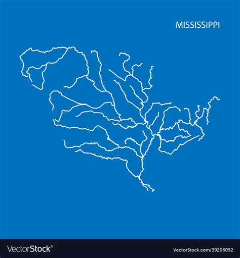 Map Of Mississippi River Drainage Basin Simple Vector Image