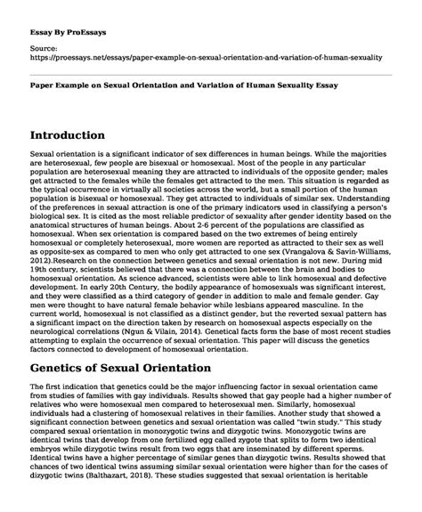 📌 Paper Example On Sexual Orientation And Variation Of Human Sexuality Free Essay Term Paper