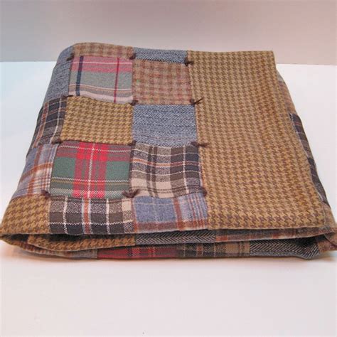 Wool Patchwork Blanket 38 X 34 Etsy Canada Patchwork Blanket Wool