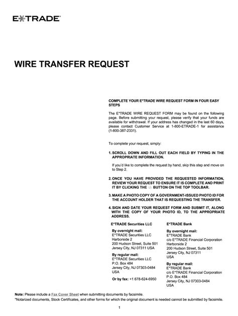 Etrade B65343 Wire Transfer Request Form Fill Online Printable