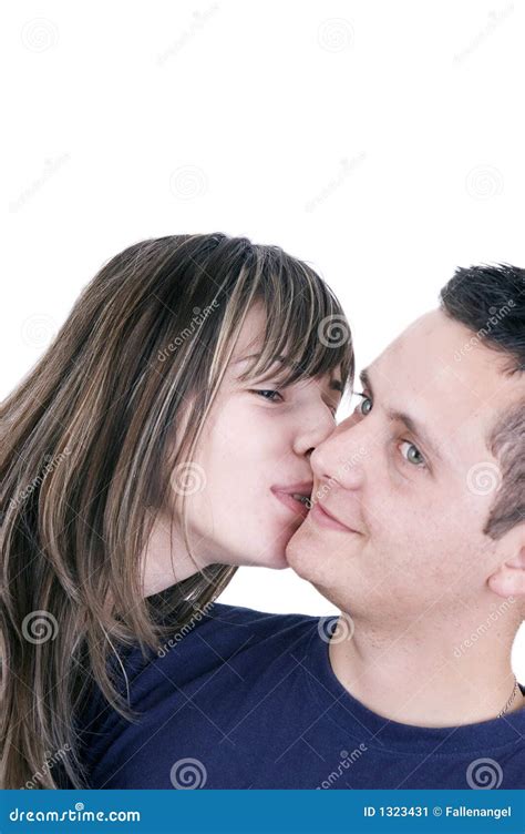 Kiss On The Cheek Stock Image Image Of Beautiful Girlfriend
