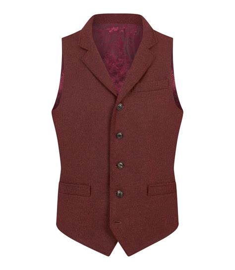 Made In Britain Highgate Lapelled Red Waistcoat Garrison Tailors