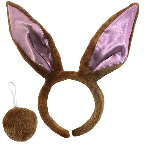 Costume Accessory Set Bunny Rabbit Ears And Tail Brown One Size