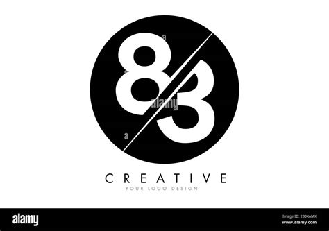 83 8 3 Number Logo Design With A Creative Cut And Black Circle