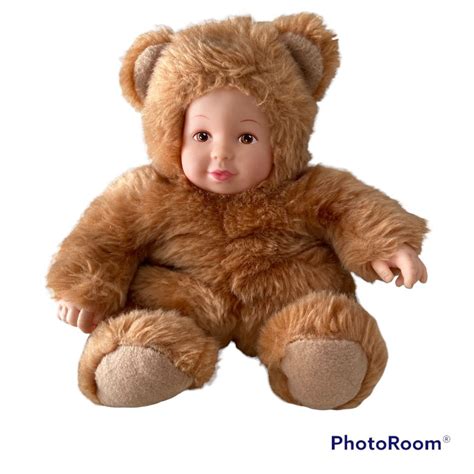 Anne Geddes Especially Kids Vtg 1997 Baby Doll In Plush Teddy Bear