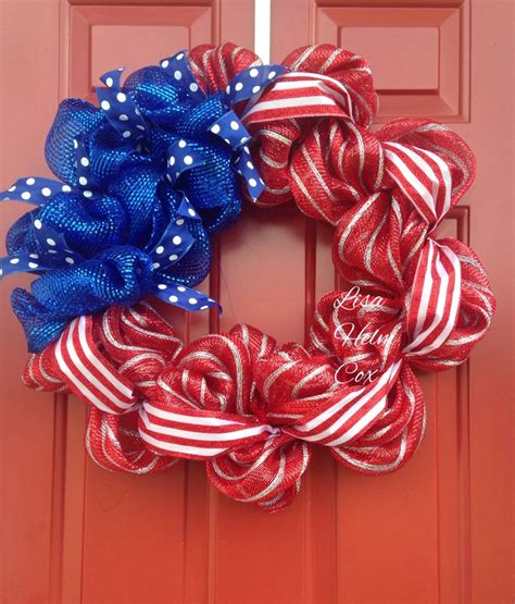 4th Of July Decomesh Wreath Red White And Blue Payriotic Memorial Day