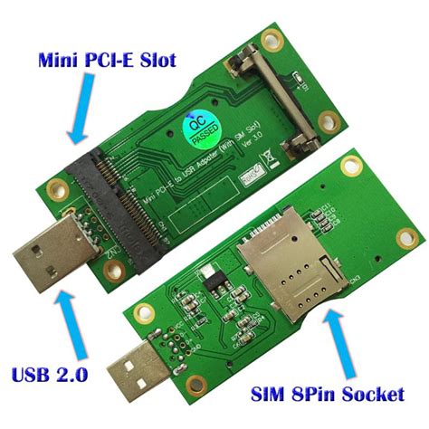 Mini Pci E To Usb Adapter With Sim 8pin Card Slot For Wwanlte Module