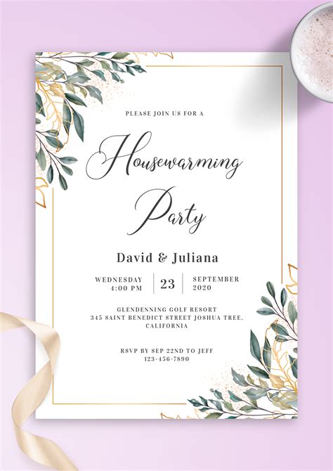 Simple Housewarming Invitation Template With The Greenery Inspired De