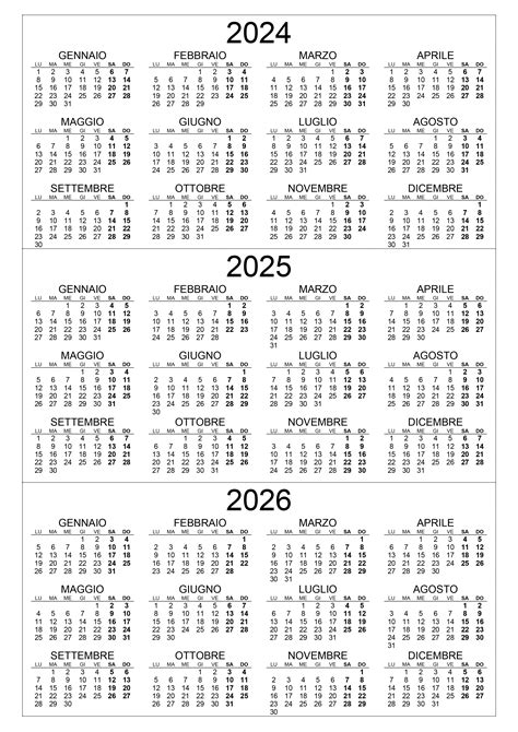 Calendario 2024 2025 2026 Calendariosu