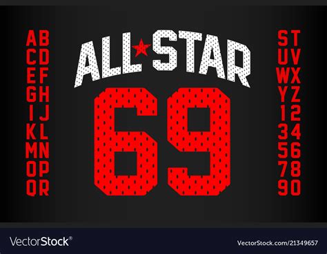 Sports Uniform Style Font Alphabet And Numbers Vector Image