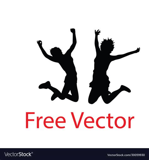 Happy Jumping Silhouettes Royalty Free Vector Image