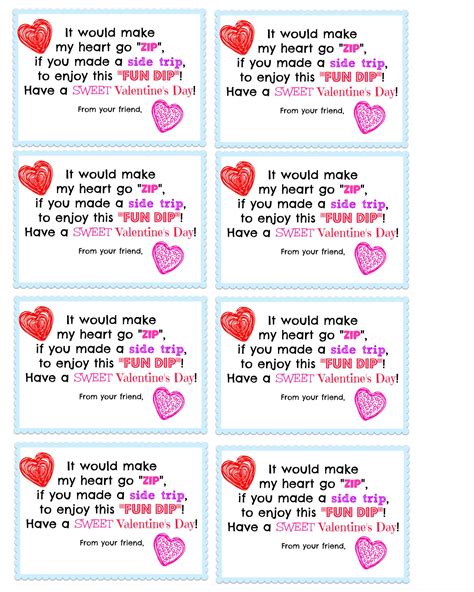 A Fun Dip Valentines Printable Fun Dip Valentines Card Sayings