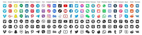 Gran Conjunto De Logotipos De Redes Sociales En Diferentes Estilos Y