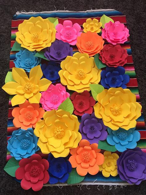 25 Mexican Fiesta Giant Paper Flowers For Wall Decor Etsy