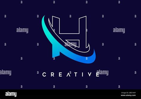 Letter H Logo H Letter Design Vector With Blue Swash