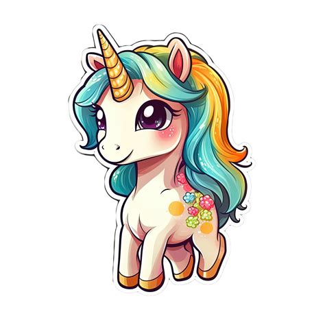 Cute Cartoon Unicorn Sticker 24487769 Png