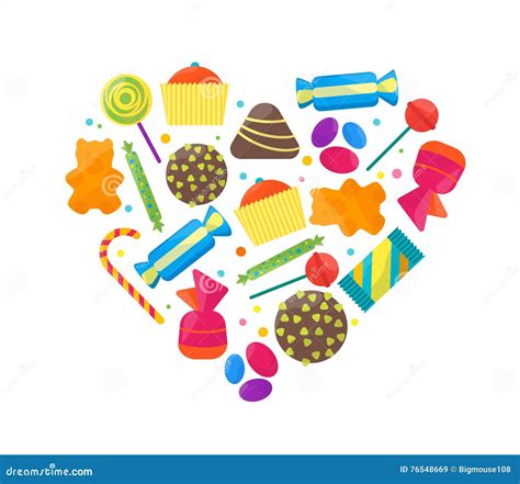 Sweet Candies Icons Set Vector Stock Vector Illustration Of Flat