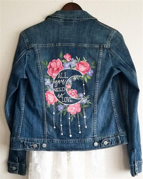 All You Need Is Love Painted Jacket Mrs Jacket Denim Etsy In 2021