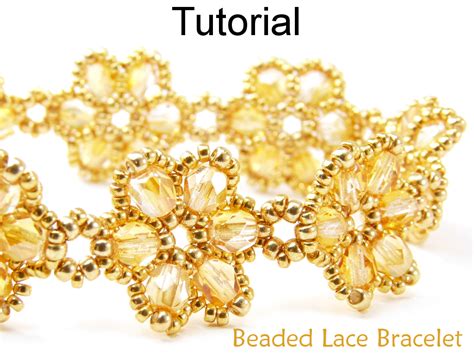 1st, cut 60cm tiger tail and string 5 golden beads onto it; Beading Tutorial Pattern Bracelet - Beadweaving - Beaded ...