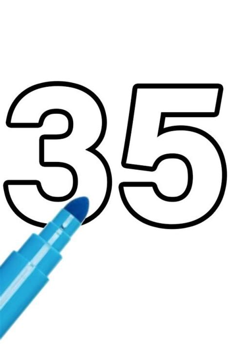 Number 35 Template Printable Coloring Page