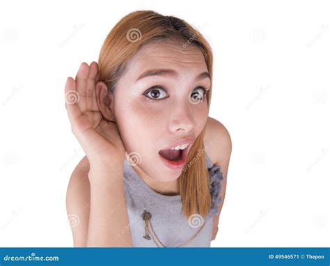 Young Woman Cupping Hand To Ear Stock Image Image Of Woman Adult