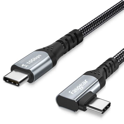 Fasgear 100W USB C Cable With E Marker Chip 3ft 90 Degree 5A Power