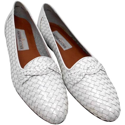 Womens Essential White Woven Leather Flats By Naturalizer Fashion