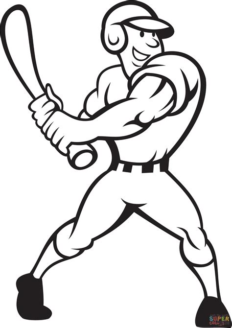 Baseball Player Batting Side Coloring Page Free Printable Coloring Pages