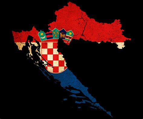 Religionen roman catholic 87.8%, orthodox 4.4%, other christian 0.4%, muslim 1.3. Croatia Grunge Map Outline With Flag Photograph by Matthew ...