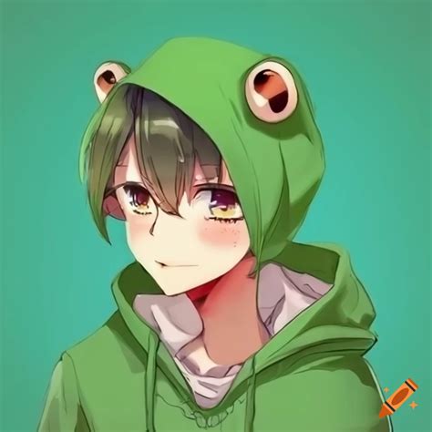Cute Anime Frog Boy In Green Hoodie On Craiyon