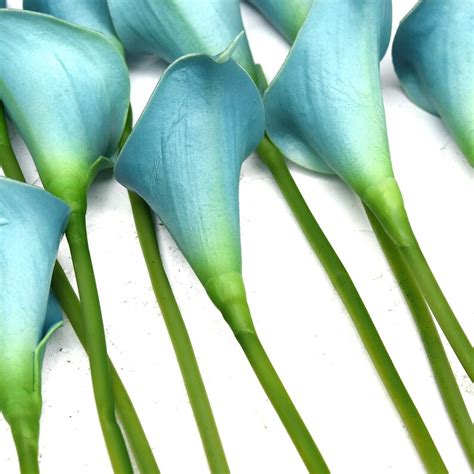 Fiveseasonstuff 10 Stems Real Touch Milky Blue Calla Lilies Etsy