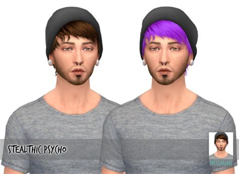 Sims 4 Hairs Nessa Sims Stealthic`s Psycho Hair Retextured