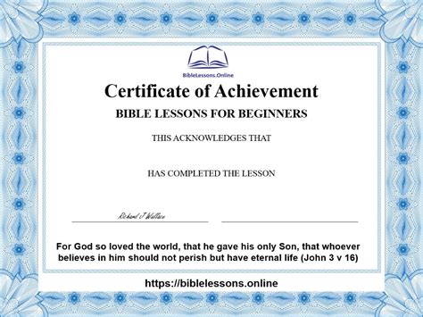 Free Bible Certificate