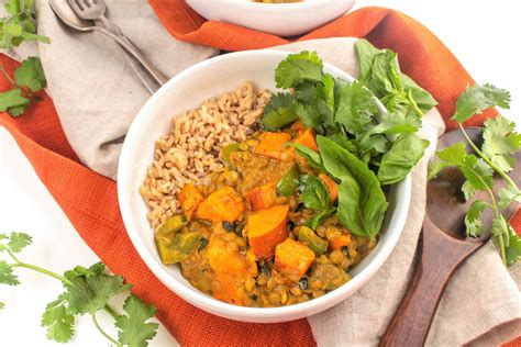 If desired, top with chopped cilantro and serve with yogurt and warm naan bread. Sweet Potato & Lentil Coconut Curry - Dinner Recipe