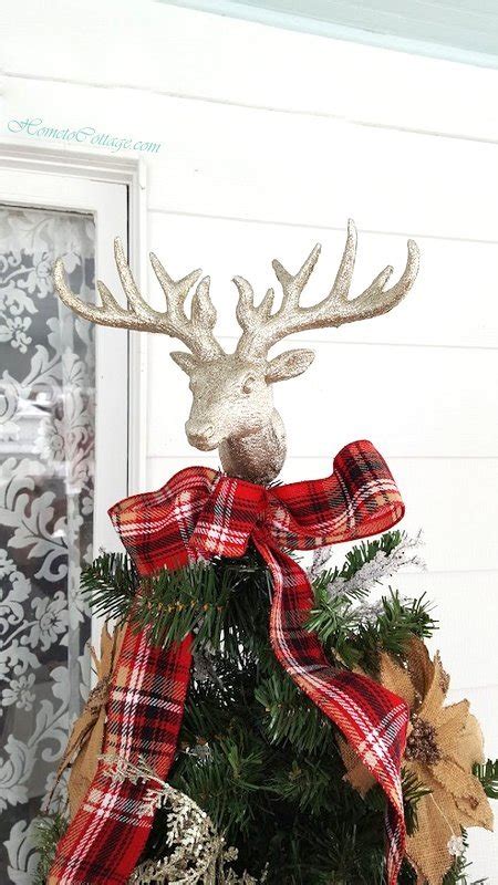 Rustic Deer Themed Christmas Tree For Front Porch