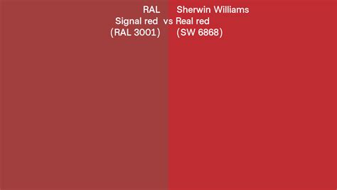 Ral Signal Red Ral 3001 Vs Sherwin Williams Real Red Sw 6868 Side