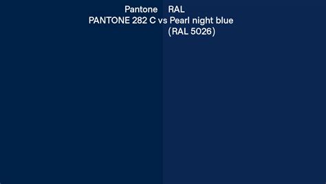 Pantone 282 C Vs Ral Pearl Night Blue Ral 5026 Side By Side Comparison