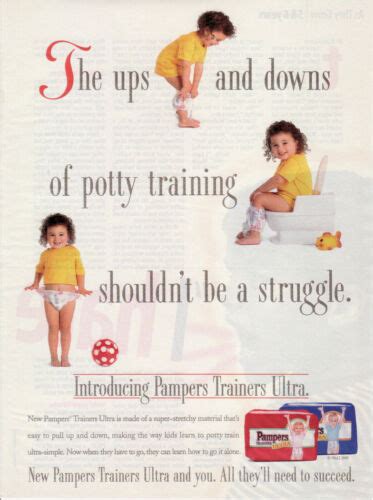 1995 Pampers Trainers Ultra Diapers Boys Girls Potty 1 Page Vintage