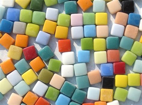 Small Glass Tiles Square 12 Assorted Colors 100 Opaque Glass