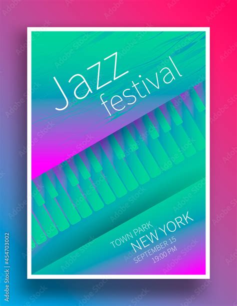 Jazz Music Festival Poster Design Piano Keys Vector Illustration