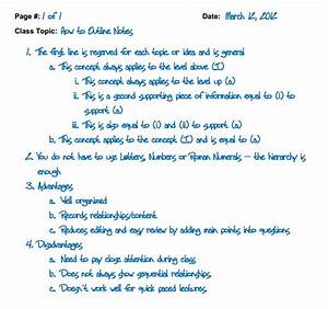 Outline Method Note Taking And Study Skills